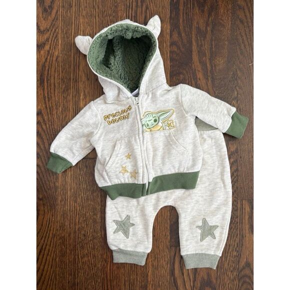 STAR WARS Infant 0-6 Mos Baby Yoda Grogu The Mandalorian Bundle Jacket/Pants & T - Picture 5 of 10